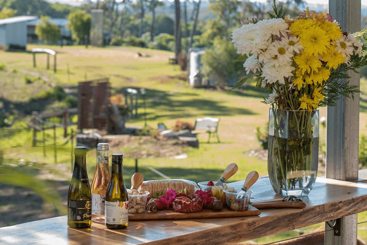 Wine and Cheese Platter at Hitching Rail Retreat