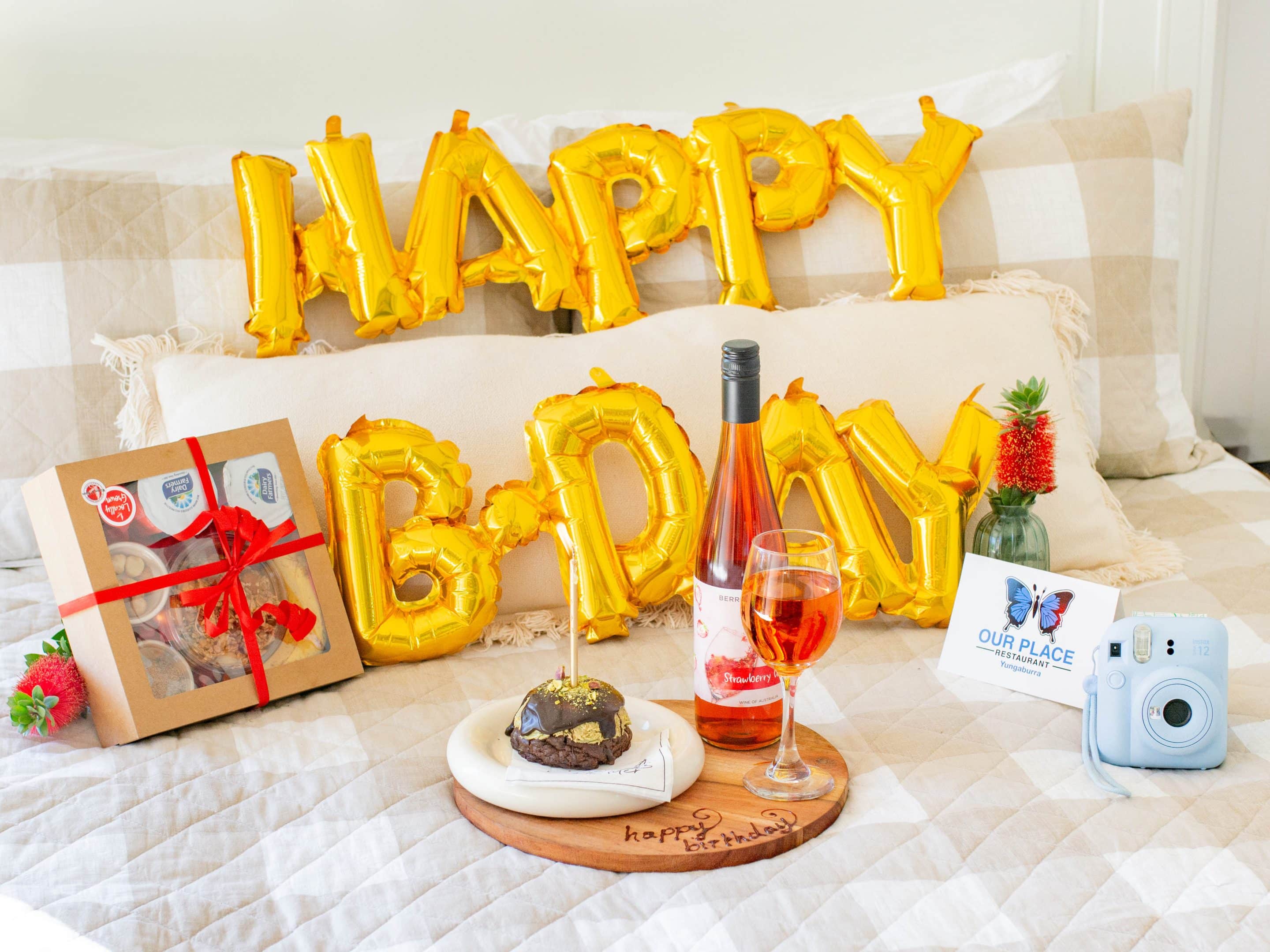 Hitching rail birthday upgrade with a locally made loaded cookie and candle