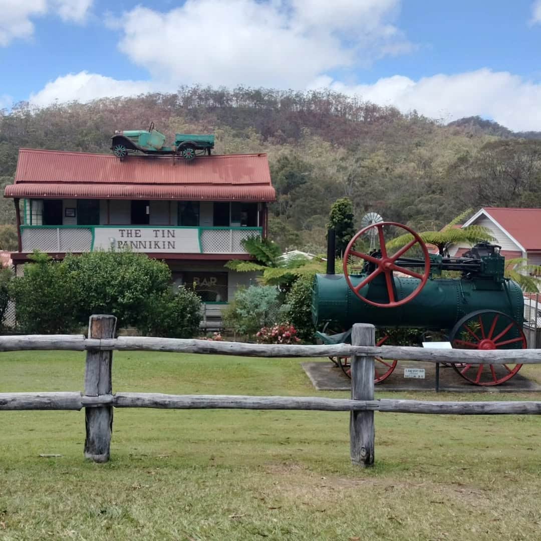 One of the many buildings at Herberton Historical Village with a car on the roof
