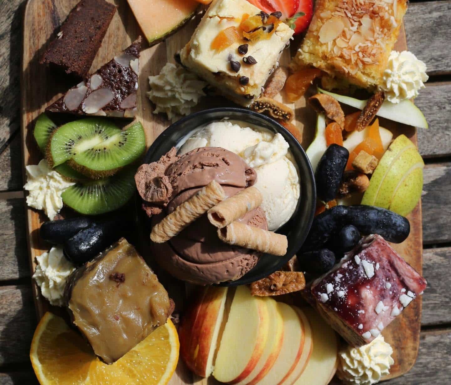 A delicous desert platter from mungalli creek Dairy